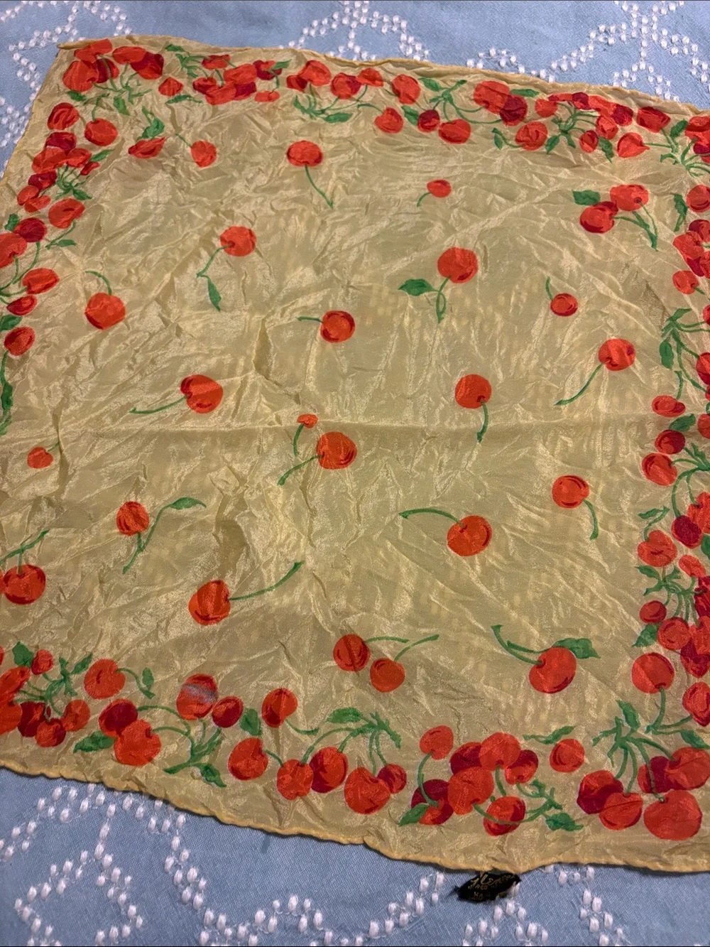 Yellow Cherry Print Women's Scarf